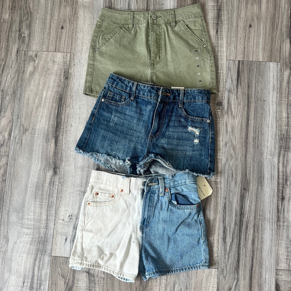 3 New - Youth Girls size 8-10 -Mixed Brand Bundle Shorts